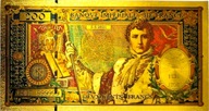 NAPOLEON A FRANCÚZSKO Krásna pozlátená bankovka