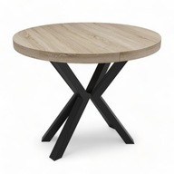 Stôl okrúhly Kovové NOHY Čierne X Dub Sonoma Ø90 výsuvný do 190 cm