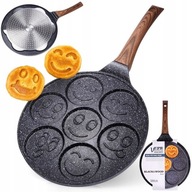 GRANITOVÁ PANVICA NA VAJÍČKA BLACK&WOOD S EMOTIKAMI SMAJLÍKOV 26 CM NA OMELETY