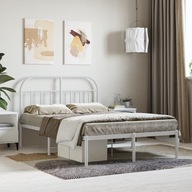 Metalowa rama łóżka z wezgłowiem, biała, 120x200 c