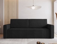 Czarna wygodna sofa z funkcją spania Mimir z pojemnikiem na pościel