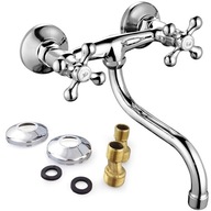 KONYHAI MOSDÓ CSAPTELEP KRÓM CSAPTELEP FORGATHATÓ RETRO FALI KIFOLYÓCSŐ