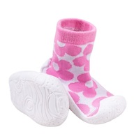 Ružové topánočky ponožky s gumovou podrážkou KVETY veľ.20