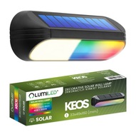 Lampa Solarna Ogrodowa LED Kinkiet Ścienny Elewacyjny 3000K + RGB Kolory