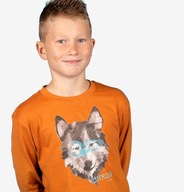 Koszulka t-shirt z Długim Rękawem chłopięca dziecięca bawełna Wilk 140 Endo