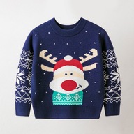 Śliczny świąteczny sweter dziecięcy w jelenie 2U7