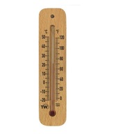 Tradičný drevený izbový teplomer na meranie
