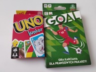 Dwie gry karciane GOAL PIŁKARSKA Dante + Mattel Game Uno junior Zabawa Gra