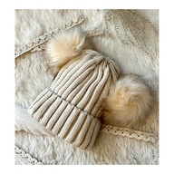 Modna czapka zimowa z pomponami dla niemowląt prezent dzieci 0-3 lat 28-52