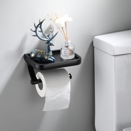 Držiak na toaletný papier s policou čierny matný
