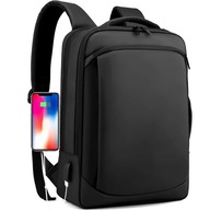 Školský batoh mládežnícka taška na notebook veľký s USB vodotesná čierna