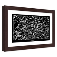 Obraz v ráme, Plán mesta Paríž - 90x60