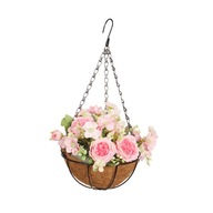 Závesný košík na umelé kvety Hodvábny kvetinový dekor Retiazka Kvetináč ružový