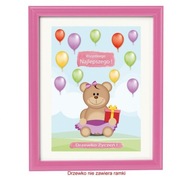 Kartka Drzewko życzeń Moje 1 urodziny różowe dla dziewczynki 1-99 ROCZEK
