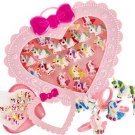 SADA PRSTEŇOV SRDCE PRSTENE JEDNOROŽCE