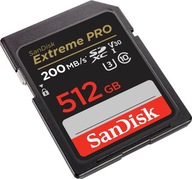 Paměťová karta SanDisk SDXC 512GB Extreme Pro 200/140MB/s V30