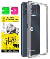 Etui do Motorola e13 Przezroczyste + Szkło ANTI-SHOCK Case Silikon Plecki