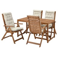 IKEA NAMMARO Stôl + 4 rozkladacie stoličky moridlo svetlohnedá/Kuddarna béžová