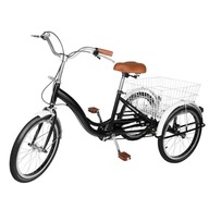 20-palcová trojkolka pre dospelých 3-kolesová Bicykel s košíkom čierna