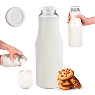 Sklenená fľaša 1L NA MLIEKO nápoje šťava so skrutkovacím uzáverom na mlieko lemoaniad