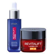 Zestaw Loreal Revitalift: krem na dzień z SPF 25, serum z retinolem na noc