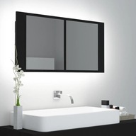 LED kúpeľňová skrinka so zrkadlom čierna 90x12x45 cm akryl