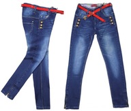 dziewczęce SPODNIE jeans 1011 SOPHIA 146 z paskiem i suwakami