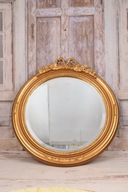 Zlaté okrúhle zrkadlo - Drevené krištáľové skosené - Obývacia izba Veterný mlyn