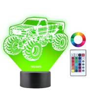 Lampka Nocna LED 3D Monster Truck Imię Grawer