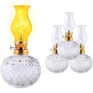 4x Lampa Naftowa Ogrodowa Lampion Latarnia Okrągła Szklana 19cm + Knot