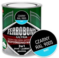 Farba do Metalu Żeliwa na Rdzę CZARNY MAT RAL 9005 0,7L Ferrobond Ultra