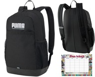 Školský batoh čierny biele logo Puma + rozvrh hodín