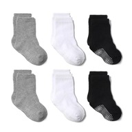 Sada 6 párov ABS ponožky hladké vystužené bavlna 4-12 mesiacov