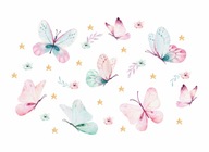 Samolepky na stenu Motýle kvety hviezdičky XL