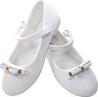 BIAŁE PANTOFELKI buty komunijne dla dziewczynki balerinki komunia rozmiar34