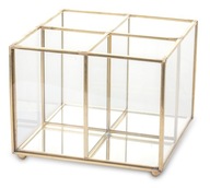 Szklany złoty lustrzany organizer biurko glamour