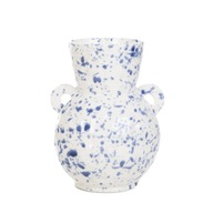 Váza SERENA s ušami v modrých škvrnách 15,5x14x20 cm HOMLA