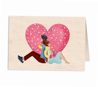 Karnet drewniany C6 + koperta Ślub Para Młoda serc
