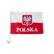 Vlajka bielo-červená s emblémom Poľský na autosklo
