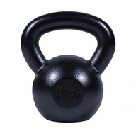 Kettlebell żeliwny czarny 20 kg kula płaski spód