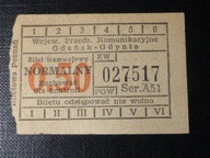 Bilet normalny tramw. 50 gr. WPK Gdańsk-Gdynia.