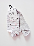 OVS Sivé členkové ponožky dievčenské 2-balenie ONE SIZE