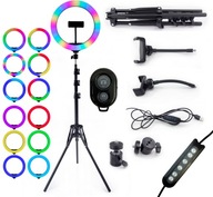 LAMPA PIERŚCIENIOWA LED RING LIGHT RGB PILOT STATYW MOCNA STREAM VIDEO