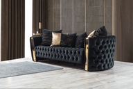 sofa ROLEX 2-osobowa salon 6 poduszek w zestawie styl glamour