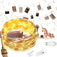 GEMKAPOCS CSIPESZEK FÉNYKÉPES LÁMPÁK DEKORATÍV FÜZÉR 12m