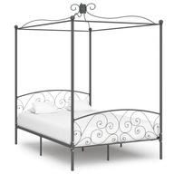 Rám postele s baldachýnom sivý kovový 140x200 cm