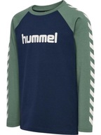 HUMMEL BLUZKA Z DŁUGIM RĘKAWEM KONTRAST LOGO QOY HMR__140