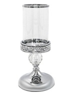 Świecznik latarenka srebrny Glamour 1 kryształowa kulka