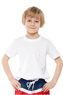 T-shirt podkoszulek biały gładki bawełna krótki rękaw gimnastyka 134-140