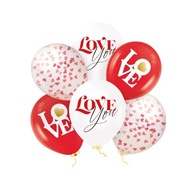 Balony lateksowe Love konfetti, 30 cm 6 szt.